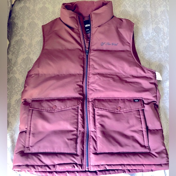 VANS PUFFER VEST OFF THE WALL NWT $90 TIMBERED 4 POCKET SNAP MAROON MEDIUM /L - Picture 4 of 13